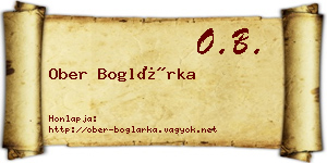 Ober Boglárka névjegykártya